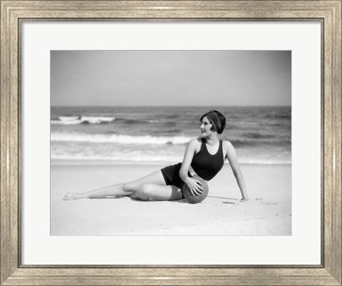Framed 1920s Woman In Bathing Suit Print