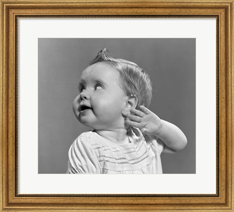 Framed 1940s 1950s Close-Up Portrait Of Baby Girl With Curls Print