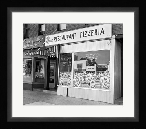 Framed 1960s Restaurant Pizzeria Storefront Print