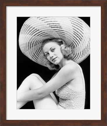 Framed 1930s Blonde Woman Wearing Bathing Suit Print