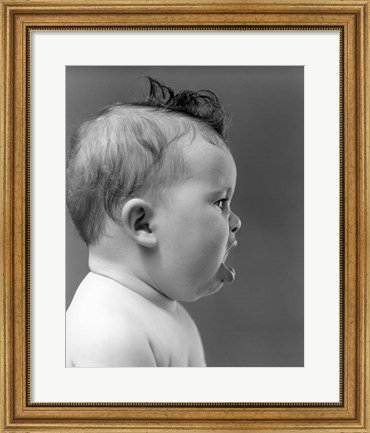 Framed 1940s 1950s Profile Of Baby Head With Mouth Open Print