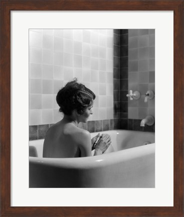 Framed 1920s 1930s Woman Sitting In Bath Tub Print