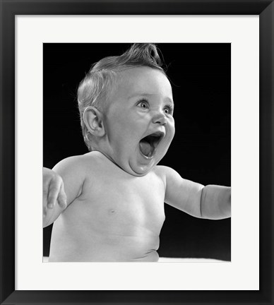 Framed 1950s Happy Baby  Laughing With Mouth Open Print