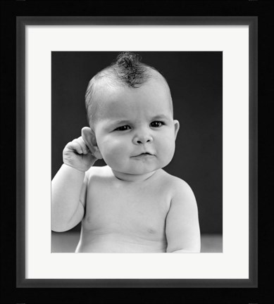 Framed 1940s Baby With Slight Squinting Eyes Print