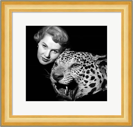 Framed 1950s Dramatic Face Shot Woman Posing Print