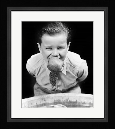 Framed 1930s Boy Bobbing For Apples Print