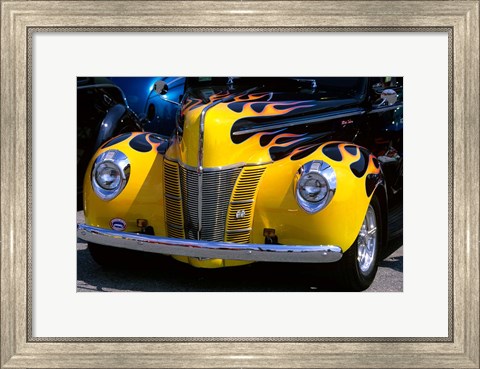 Framed 1939 1940 Ford Flame Job Painted Hot Rod Automobile Print