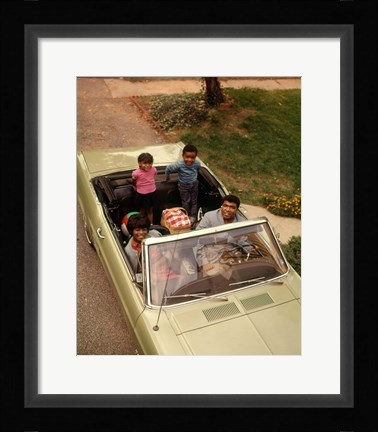 Framed 1970s African American Family Seated In Convertible Car Print