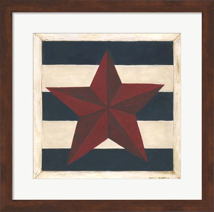 Framed Red Star, Blue Stripes Print