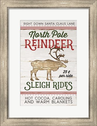 Framed Vintage Reindeer Rides Print