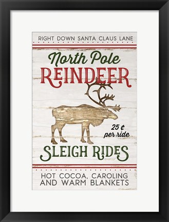 Framed Vintage Reindeer Rides Print