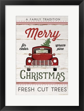 Framed Vintage Truck Merry Christmas Print