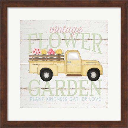 Framed Vintage Flower Garden Truck Print