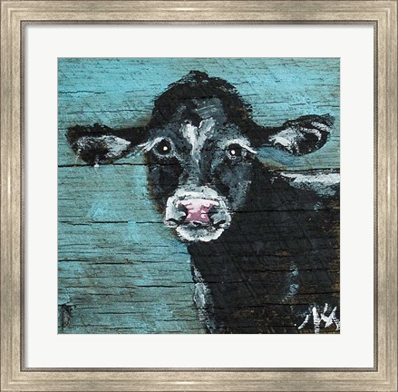 Framed Black Cow Print