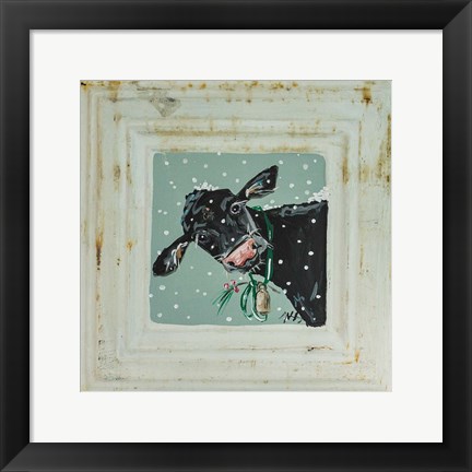 Framed Cow with Bells Print