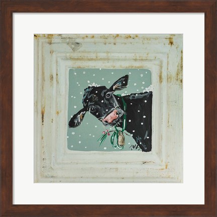 Framed Cow with Bells Print