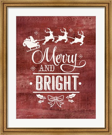 Framed Merry &amp; Bright Santa Print