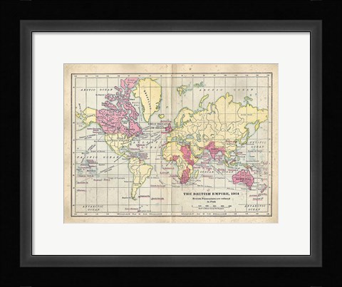 Framed Vintage British Empire Map Print