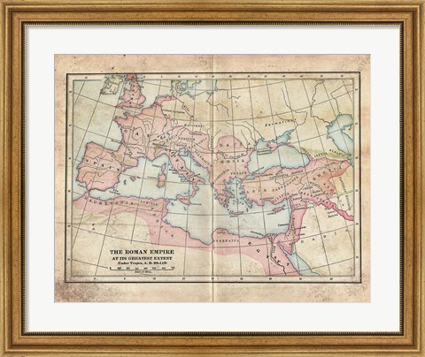 Framed Vintage Roman Empire Map Print