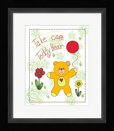 Framed Take Care Teddy Bear Print
