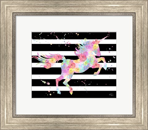 Framed Unicorn Stripes Print