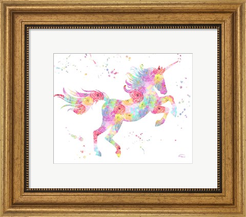 Framed Unicorn White Print