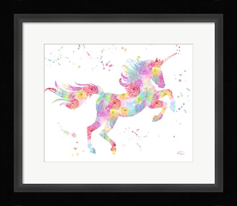 Framed Unicorn White Print