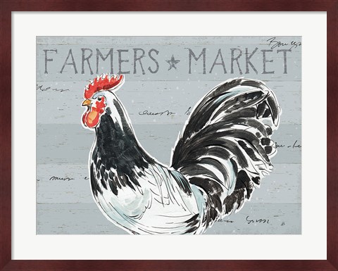 Framed Roosters Call I - No Dots Print