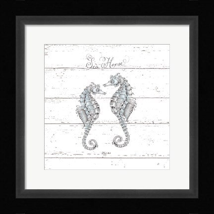 Framed Aqua Underwater Life V Shiplap Print