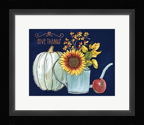 Framed October Garden III Blue Print