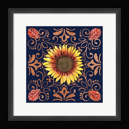 Framed October Garden VII Blue Print