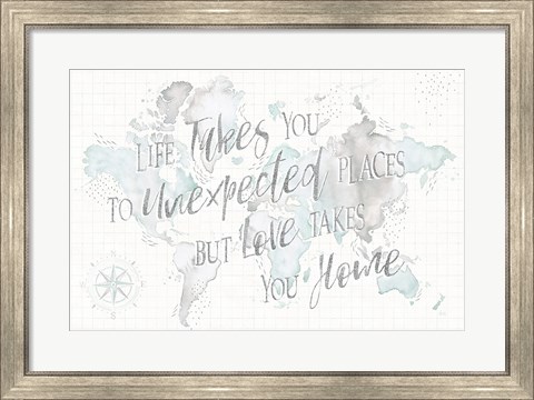 Framed Wonderful World I Mint Unexpected Places Print