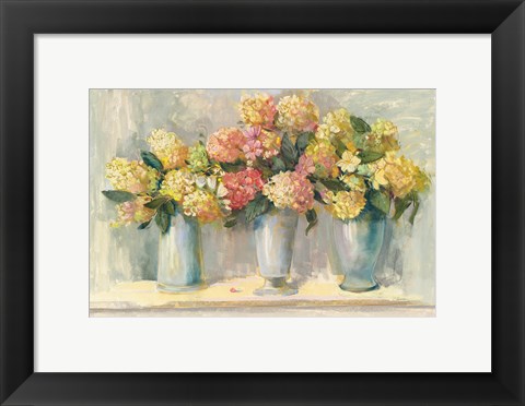 Framed Ivory and Blush Hydrangea Bouquets Print