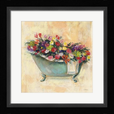 Framed Bathtub Bouquet I Print