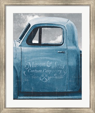 Framed Lets Go for a Ride II Vintage Blue Print