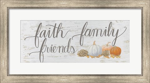 Framed Beautiful Bounty Sign III Faith Family Friends Script Print