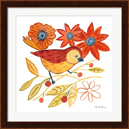 Framed Orange Bird III Print