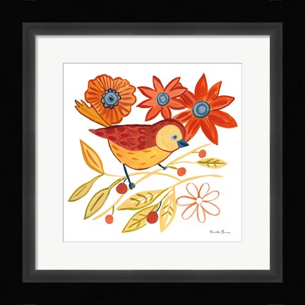 Framed Orange Bird III Print