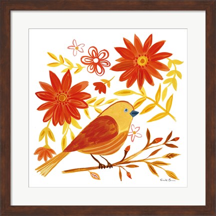 Framed Orange Bird I Print