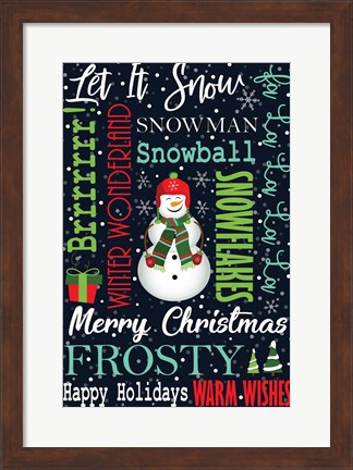 Framed Snowman Typography Print