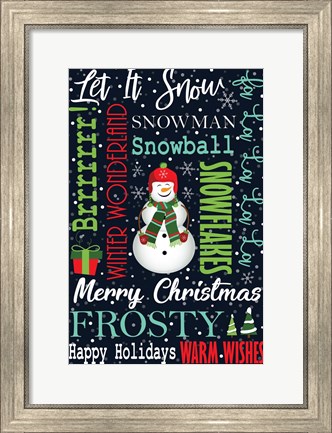 Framed Snowman Typography Print