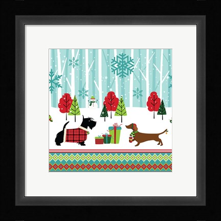 Framed Winter Pet Scene Print