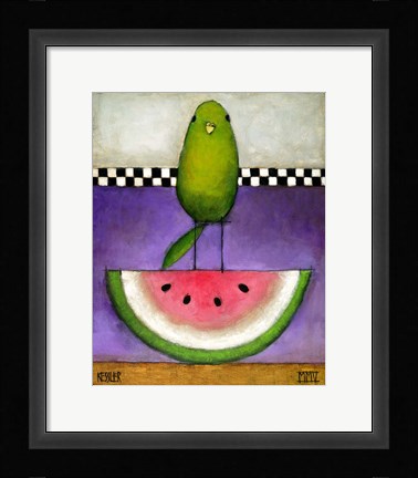 Framed Watermelon Bird Print