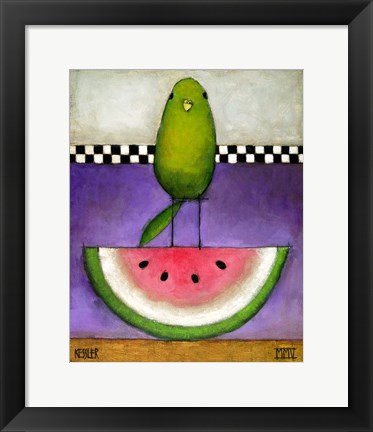 Framed Watermelon Bird Print