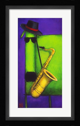 Framed Sax Dog Print