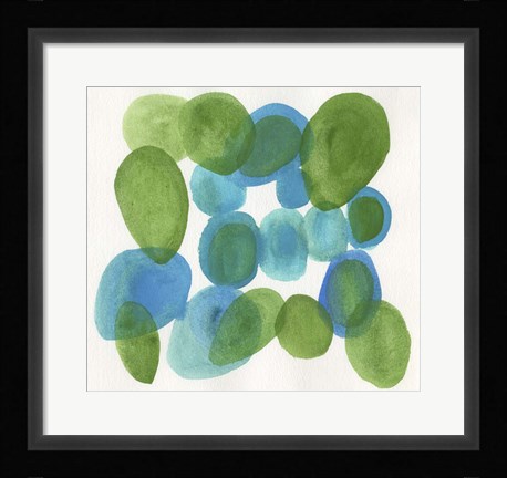 Framed Pebbles Blue Print