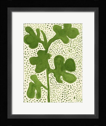 Framed Green Leaf with Dots 1 Print