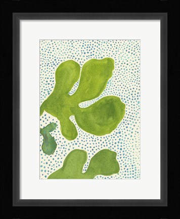 Framed Green Leaf with Dots 2 Print