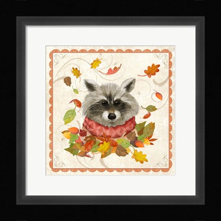 Framed Fall Raccoon Print