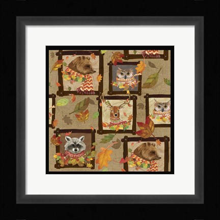 Framed Fall Critters Collage 2 Print